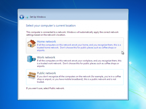 Windows 7 Network Location