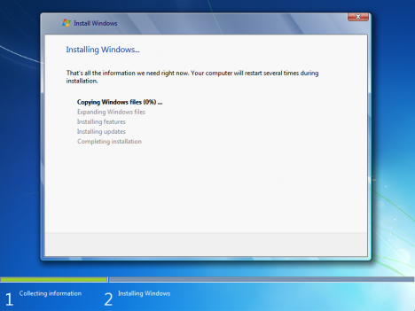 Windows 7 Installing