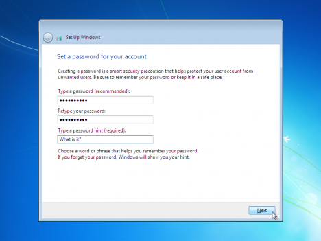 Windows 7 Create Password