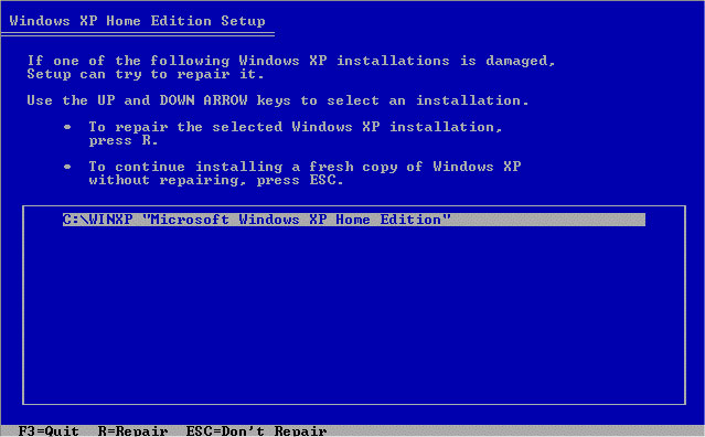 Windows XP Repair Install